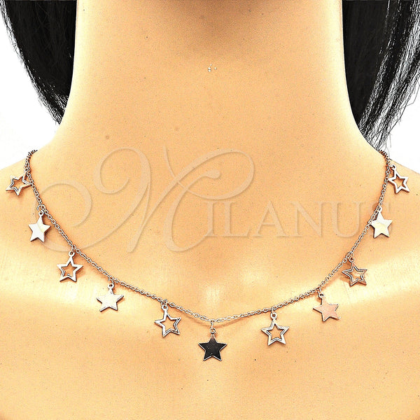 Sterling Silver Necklace — Pendant Necklace Star Design Polished Rose 04. 01 — alternate product view — SKU 130822 | Plata 925 collar — Pendant Necklace estrella diseño pulido Rose 04. 01 — SKU 130822