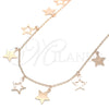 Sterling Silver Pendant Necklace, Star Design, Polished, Rose Gold Finish, 04.336.0184.1.16 (01 MM Thickness, 16 Inches Length)
