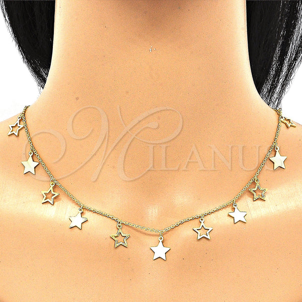 Sterling Silver Necklace — Pendant Necklace Star Design Polished 04. 01 MM — alternate product view — SKU 130823 | Plata 925 collar — Pendant Necklace estrella diseño pulido 04. 01 MM — SKU 130823