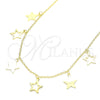 Sterling Silver Pendant Necklace, Star Design, Polished, Golden Finish, 04.336.0184.2.16 (01 MM Thickness, 16 Inches Length)