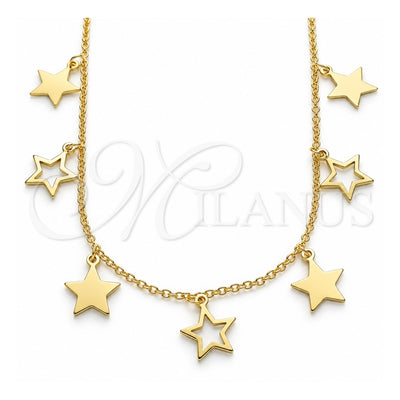 Sterling Silver Pendant Necklace, Star Design, Polished, Golden Finish, 04.336.0184.2.16 (01 MM Thickness, 16 Inches Length)