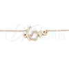 Sterling Silver Pendant Necklace, Love and Heart Design, with White Cubic Zirconia, Polished, Rose Gold Finish, 04.336.0185.1.16 (01 MM Thickness, 16 Inches Length)