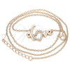 Sterling Silver Pendant Necklace, Love and Heart Design, with White Cubic Zirconia, Polished, Rose Gold Finish, 04.336.0185.1.16 (01 MM Thickness, 16 Inches Length)