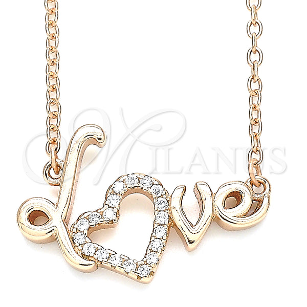 Sterling Silver Necklace — Pendant Necklace Love and Heart Design with White — main product view — SKU 130826 | Plata 925 collar — Pendant Necklace Love and corazón diseño with blanco — SKU 130826