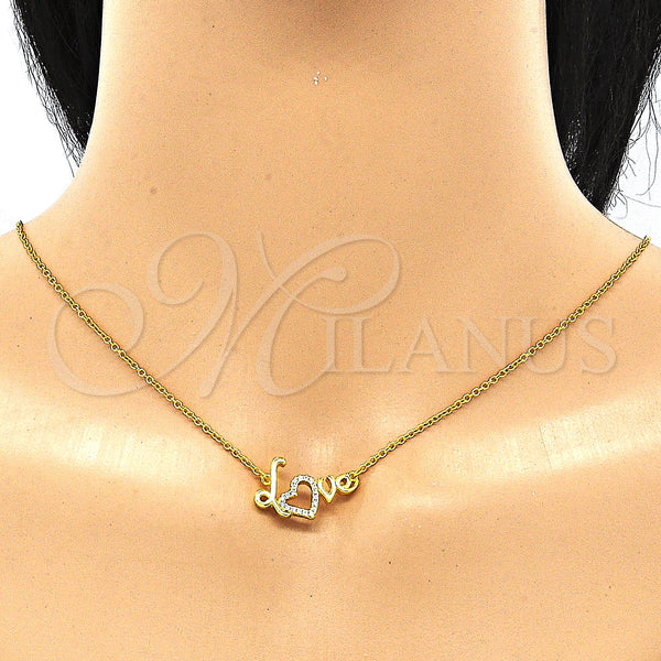 Sterling Silver Necklace — Pendant Necklace Love and Heart Design with White — alternate product view — SKU 130827 | Plata 925 collar — Pendant Necklace Love and corazón diseño with blanco — SKU 130827