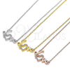 Sterling Silver Pendant Necklace, Love and Heart Design, with White Cubic Zirconia, Polished, Golden Finish, 04.336.0185.2.16 (01 MM Thickness, 16 Inches Length)