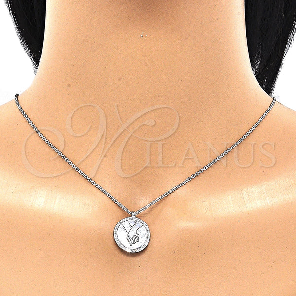 Sterling Silver Necklace — Pendant Necklace with White Cubic Zirconia Polished 04. — alternate product view — SKU 130828 | Plata 925 collar — Pendant Necklace with blanco Cubic Zirconia pulido 04. — SKU 130828