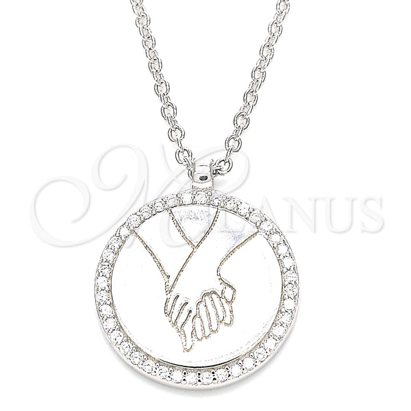 Sterling Silver Necklace — Pendant Necklace with White Cubic Zirconia Polished 04. — main product view — SKU 130828 | Plata 925 collar — Pendant Necklace with blanco Cubic Zirconia pulido 04. — SKU 130828