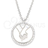 Sterling Silver Pendant Necklace, with White Cubic Zirconia, Polished, Rhodium Finish, 04.336.0186.16 (01 MM Thickness, 16 Inches Length)