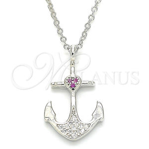 Sterling Silver Necklace — Pendant Necklace Anchor and Heart Design with Ruby — main product view — SKU 130829 | Plata 925 collar — Pendant Necklace Anchor and corazón diseño with Ruby — SKU 130829