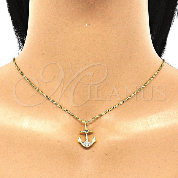 Sterling Silver Necklace — Pendant Necklace Anchor and Heart Design with Ruby — alternate product view — SKU 130831 | Plata 925 collar — Pendant Necklace Anchor and corazón diseño with Ruby — SKU 130831