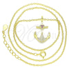 Sterling Silver Pendant Necklace, Anchor and Heart Design, with Ruby and White Micro Pave, Polished, Golden Finish, 04.336.0187.2.16 (01 MM Thickness, 16 Inches Length)