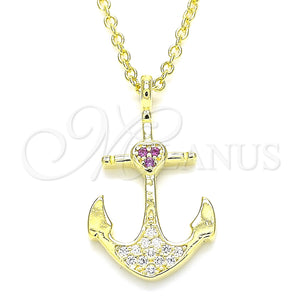 Sterling Silver Necklace — Pendant Necklace Anchor and Heart Design with Ruby — main product view — SKU 130831 | Plata 925 collar — Pendant Necklace Anchor and corazón diseño with Ruby — SKU 130831