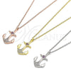 Sterling Silver Pendant Necklace, Anchor and Heart Design, with Ruby and White Micro Pave, Polished, Golden Finish, 04.336.0187.2.16 (01 MM Thickness, 16 Inches Length)
