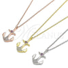Sterling Silver Pendant Necklace, Anchor and Heart Design, with Ruby and White Micro Pave, Polished, Golden Finish, 04.336.0187.2.16 (01 MM Thickness, 16 Inches Length)