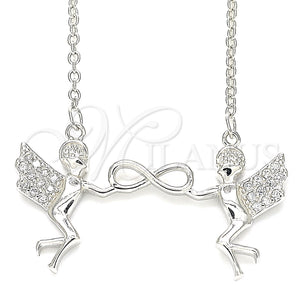 Sterling Silver Necklace — Pendant Necklace Angel and Infinite Design with White — main product view — SKU 130832 | Plata 925 collar — Pendant Necklace Angel and Infinite diseño with blanco — SKU 130832