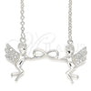 Sterling Silver Pendant Necklace, Angel and Infinite Design, with White Cubic Zirconia, Polished, Rhodium Finish, 04.336.0188.16 (01 MM Thickness, 16 Inches Length)