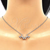 Sterling Silver Pendant Necklace, Butterfly Design, with White Cubic Zirconia, Polished, Rhodium Finish, 04.336.0190.16 (01 MM Thickness, 16 Inches Length)