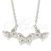 Sterling Silver Pendant Necklace, Butterfly Design, with White Cubic Zirconia, Polished, Rhodium Finish, 04.336.0190.16 (01 MM Thickness, 16 Inches Length)