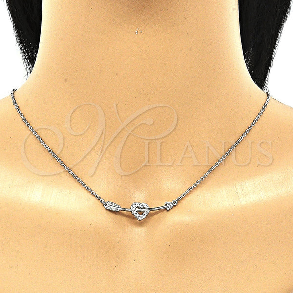 Sterling Silver Necklace — Pendant Necklace Heart Design with White Cubic Zirconia — alternate product view — SKU 130838 | Plata 925 collar — Pendant Necklace corazón diseño with blanco Cubic Zirconia — SKU 130838