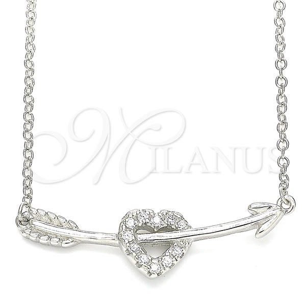 Sterling Silver Necklace — Pendant Necklace Heart Design with White Cubic Zirconia — main product view — SKU 130838 | Plata 925 collar — Pendant Necklace corazón diseño with blanco Cubic Zirconia — SKU 130838