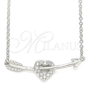Sterling Silver Necklace — Pendant Necklace Heart Design with White Cubic Zirconia — main product view — SKU 130838 | Plata 925 collar — Pendant Necklace corazón diseño with blanco Cubic Zirconia — SKU 130838