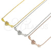 Sterling Silver Pendant Necklace, Heart Design, with White Cubic Zirconia, Polished, Rose Gold Finish, 04.336.0191.1.16 (01 MM Thickness, 16 Inches Length)