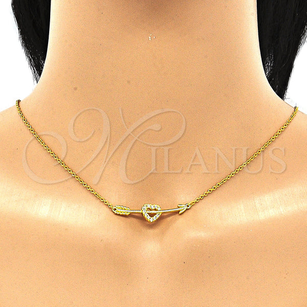 Sterling Silver Necklace — Pendant Necklace Heart Design with White Cubic Zirconia — alternate product view — SKU 130841 | Plata 925 collar — Pendant Necklace corazón diseño with blanco Cubic Zirconia — SKU 130841