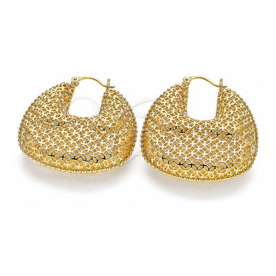 Oro Laminado Medium Hoop, Gold Filled Style Purse and Lock Design, Polished, Golden Finish, 02.26.0271.40