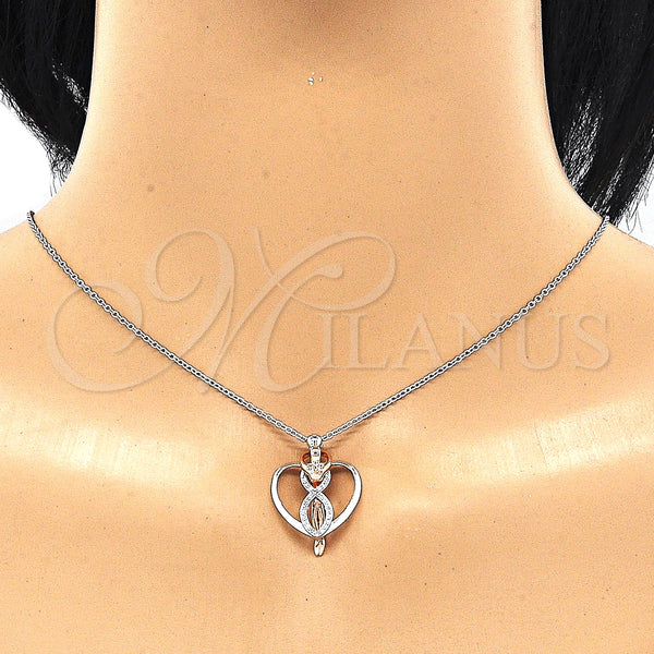 Sterling Silver Necklace — Pendant Necklace Heart Design with White Micro Pave — alternate product view — SKU 130847 | Plata 925 collar — Pendant Necklace corazón diseño with blanco Micro Pave — SKU 130847