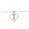 Sterling Silver Pendant Necklace, Heart Design, with White Micro Pave, Polished, Two Tone, 04.336.0193.16 (01 MM Thickness, 16 Inches Length)