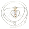 Sterling Silver Pendant Necklace, Heart Design, with White Micro Pave, Polished, Two Tone, 04.336.0193.16 (01 MM Thickness, 16 Inches Length)