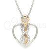 Sterling Silver Pendant Necklace, Heart Design, with White Micro Pave, Polished, Two Tone, 04.336.0193.16 (01 MM Thickness, 16 Inches Length)