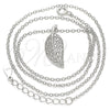 Sterling Silver Pendant Necklace, Leaf Design, with White Cubic Zirconia, Polished, Rhodium Finish, 04.336.0194.16 (01 MM Thickness, 16 Inches Length)