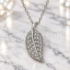 Sterling Silver Pendant Necklace, Leaf Design, with White Cubic Zirconia, Polished, Rhodium Finish, 04.336.0194.16 (01 MM Thickness, 16 Inches Length)