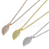 Sterling Silver Pendant Necklace, Leaf Design, with White Cubic Zirconia, Polished, Rhodium Finish, 04.336.0194.16 (01 MM Thickness, 16 Inches Length)