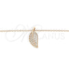 Sterling Silver Pendant Necklace, Leaf Design, with White Cubic Zirconia, Polished, Rose Gold Finish, 04.336.0194.1.16 (01 MM Thickness, 16 Inches Length)