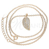 Sterling Silver Pendant Necklace, Leaf Design, with White Cubic Zirconia, Polished, Rose Gold Finish, 04.336.0194.1.16 (01 MM Thickness, 16 Inches Length)
