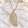 Sterling Silver Pendant Necklace, Leaf Design, with White Cubic Zirconia, Polished, Rose Gold Finish, 04.336.0194.1.16 (01 MM Thickness, 16 Inches Length)