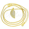 Sterling Silver Pendant Necklace, Leaf Design, with White Cubic Zirconia, Polished, Golden Finish, 04.336.0194.2.16 (01 MM Thickness, 16 Inches Length)