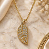 Sterling Silver Pendant Necklace, Leaf Design, with White Cubic Zirconia, Polished, Golden Finish, 04.336.0194.2.16 (01 MM Thickness, 16 Inches Length)
