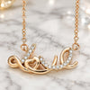 Sterling Silver Pendant Necklace, Love Design, with White Cubic Zirconia, Polished, Rose Gold Finish, 04.336.0021.1.16 (01 MM Thickness, 16 Inches Length)