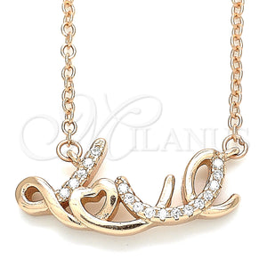 Sterling Silver Necklace — Pendant Necklace Love Design with White Cubic Zirconia — main product view — SKU 130856 | Plata 925 collar — Pendant Necklace Love diseño with blanco Cubic Zirconia — SKU 130856