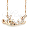 Sterling Silver Pendant Necklace, Love Design, with White Cubic Zirconia, Polished, Rose Gold Finish, 04.336.0021.1.16 (01 MM Thickness, 16 Inches Length)