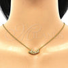 Sterling Silver Pendant Necklace, Love Design, with White Cubic Zirconia, Polished, Golden Finish, 04.336.0021.2.16 (01 MM Thickness, 16 Inches Length)
