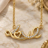 Sterling Silver Pendant Necklace, Love Design, with White Cubic Zirconia, Polished, Golden Finish, 04.336.0021.2.16 (01 MM Thickness, 16 Inches Length)