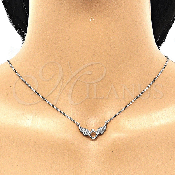Sterling Silver Necklace — Pendant Necklace with White Cubic Zirconia Polished 04. — alternate product view — SKU 130858 | Plata 925 collar — Pendant Necklace with blanco Cubic Zirconia pulido 04. — SKU 130858