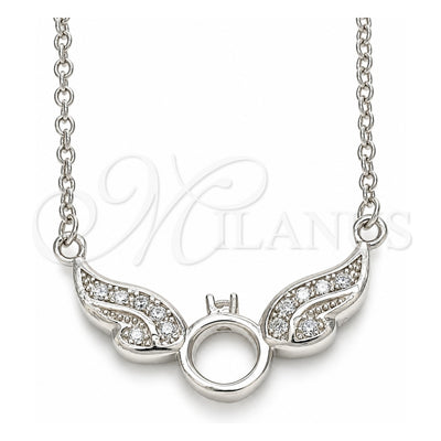 Sterling Silver Pendant Necklace, with White Cubic Zirconia, Polished, Rhodium Finish, 04.336.0197.16 (01 MM Thickness, 16 Inches Length)