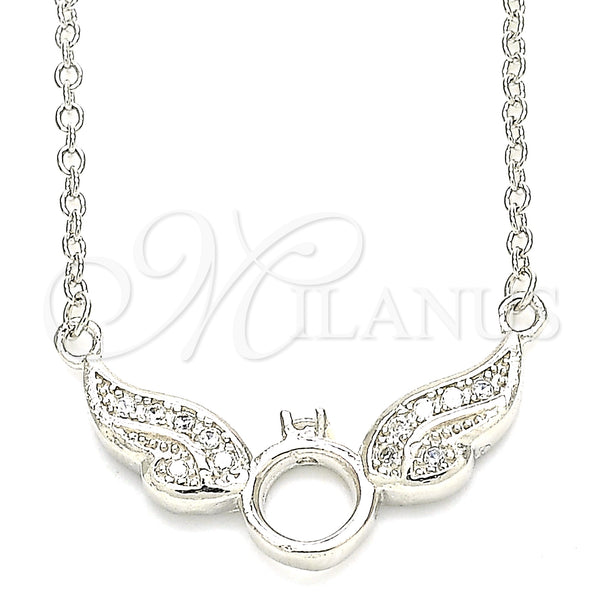 Sterling Silver Necklace — Pendant Necklace with White Cubic Zirconia Polished 04. — main product view — SKU 130858 | Plata 925 collar — Pendant Necklace with blanco Cubic Zirconia pulido 04. — SKU 130858