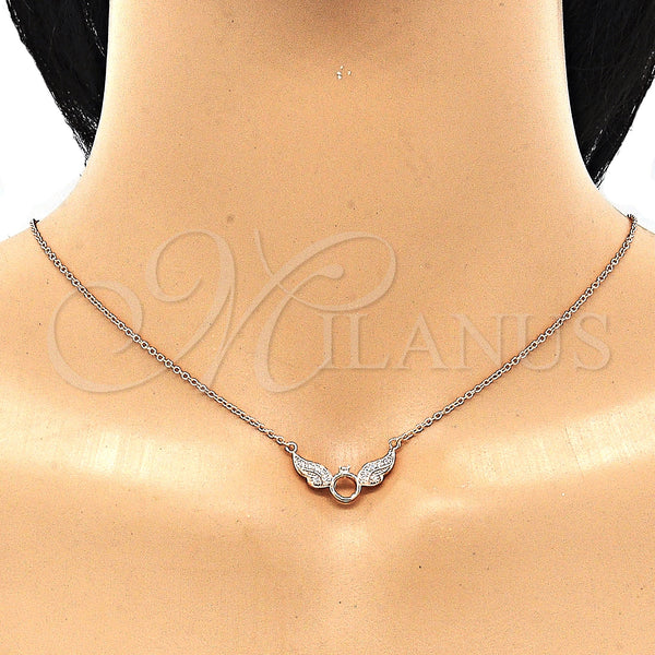 Sterling Silver Necklace — Pendant Necklace with White Cubic Zirconia Polished Rose — alternate product view — SKU 130859 | Plata 925 collar — Pendant Necklace with blanco Cubic Zirconia pulido Rose — SKU 130859